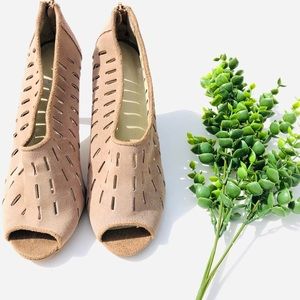 Aldo Beige Suede Peep Toe Bootie